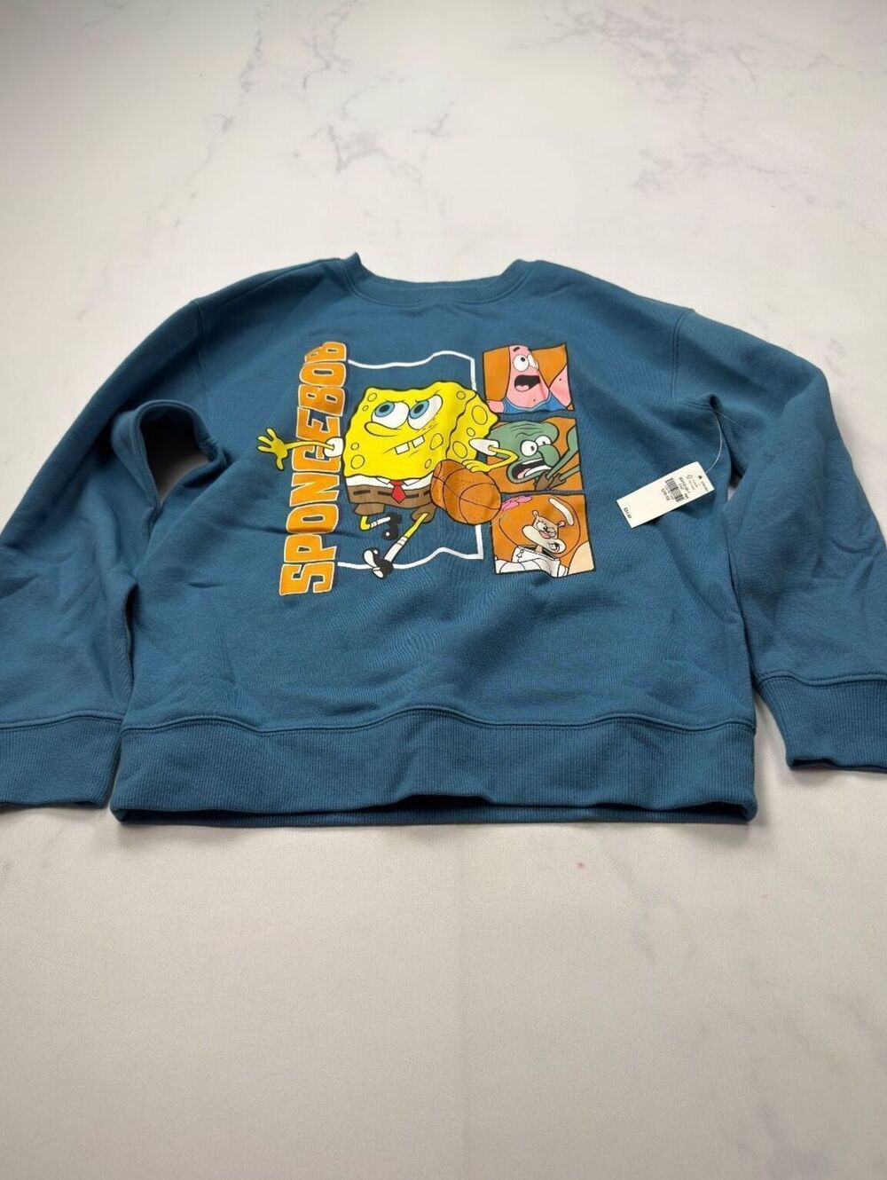Nickelodeon SpongeBob Graphic Sweatshirt Blue 2000s Retro - Boys L